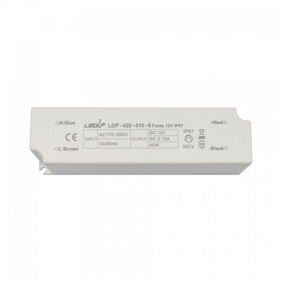 Fonte Plástico IP67  3.75A 45W | 12Vdc