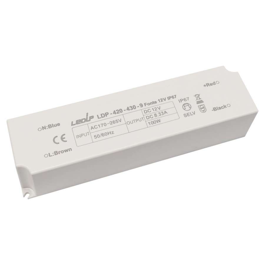 Fonte Plástico IP67  8.33A 100W | 12Vdc