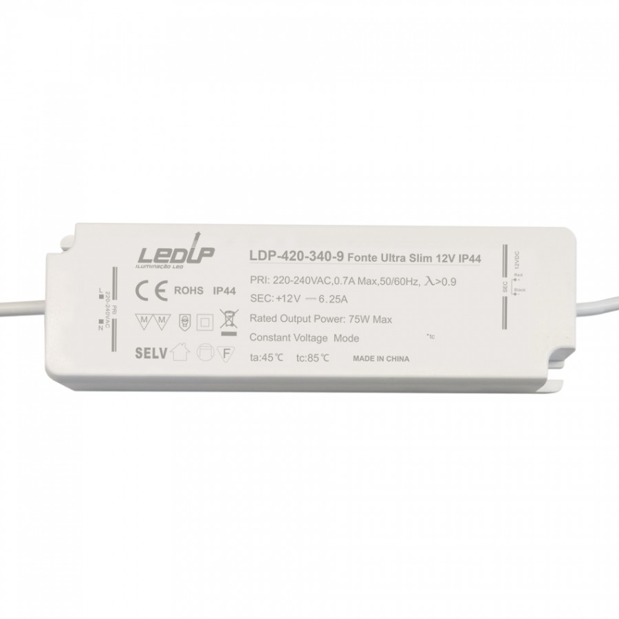 Fonte ULTRA SLIM IP44 6.25A 75W | 12Vdc