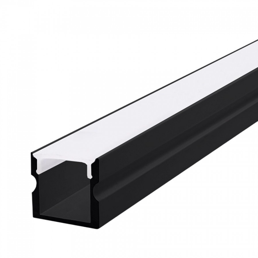 Perfil em U Alto Preto | Difusor Opalino