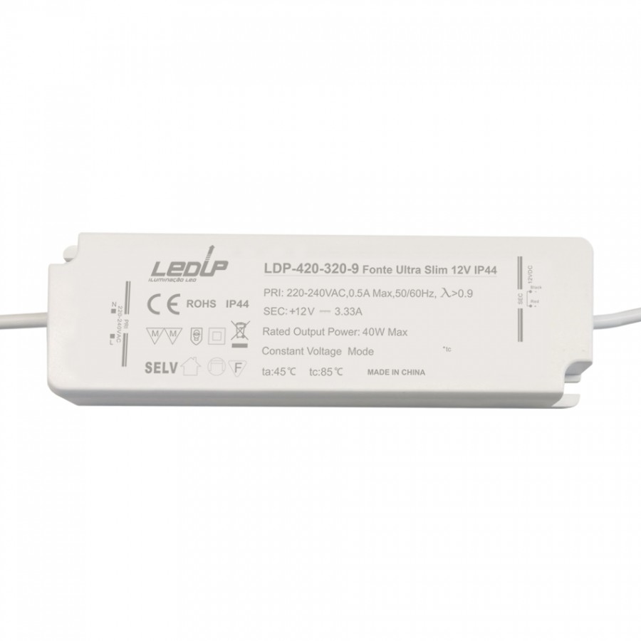Fonte ULTRA SLIM IP44 3.33A 40W | 12Vdc