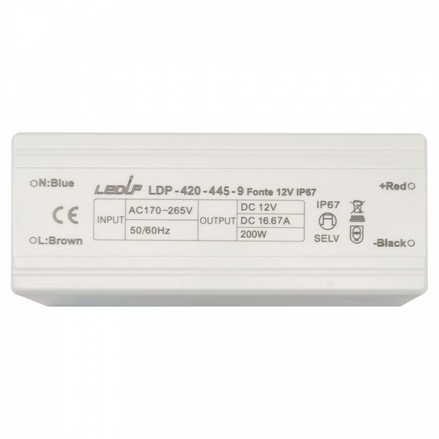 Fonte Plástico IP67 16.67A 200W | 12Vdc