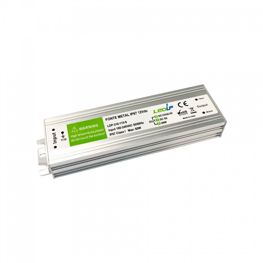 Fonte Metal IP67  5A 60W | 12Vdc