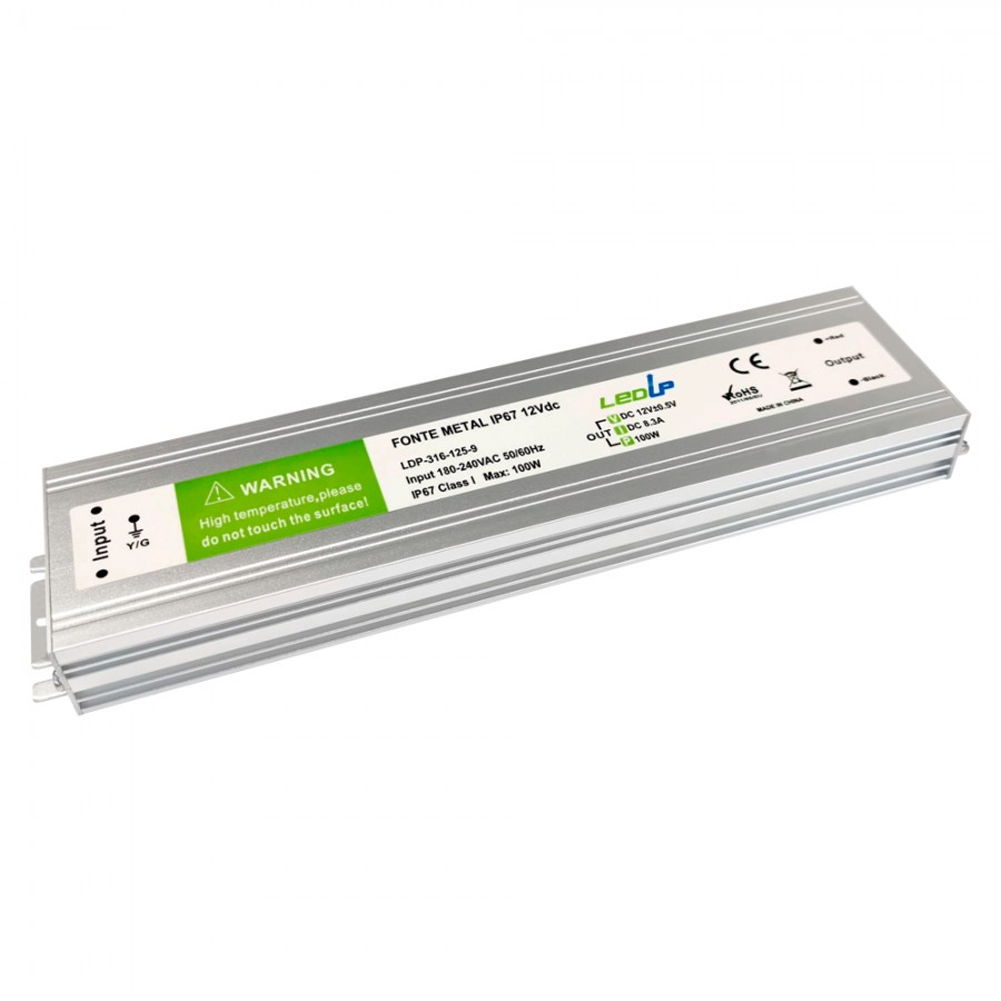 Fonte Metal IP67  8.3A 100W | 12Vdc