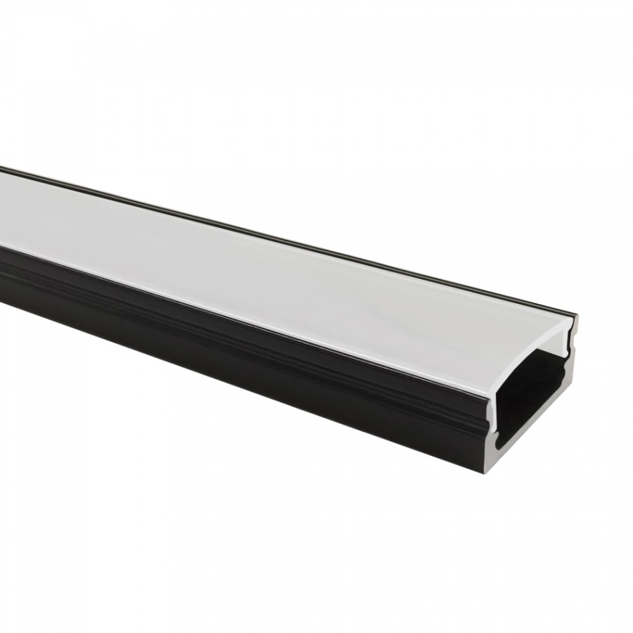 Perfil Preto em U Baixo | Difusor Opalino